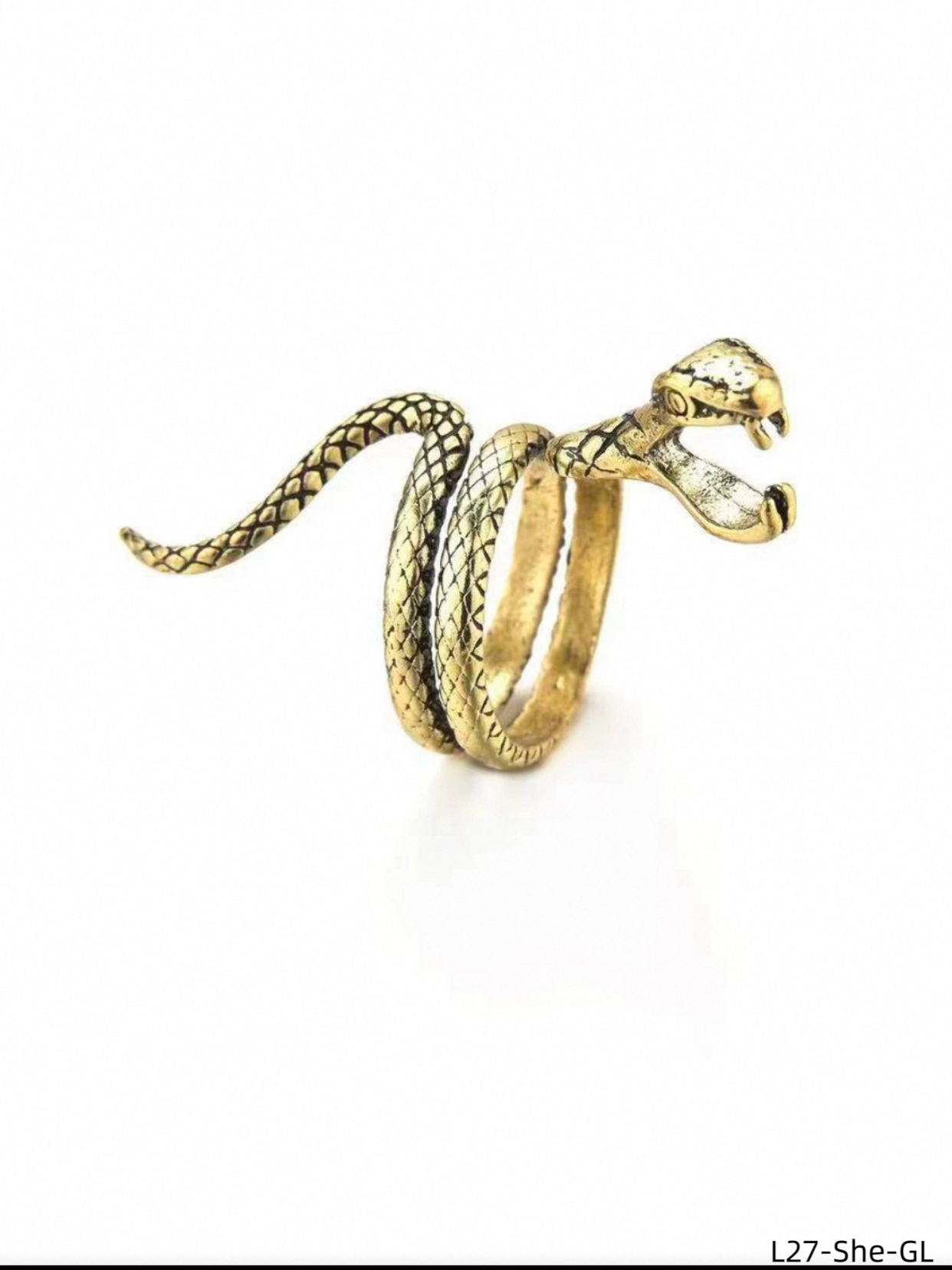 L27-She-GL Wrapped Snake Ring Material: Silver