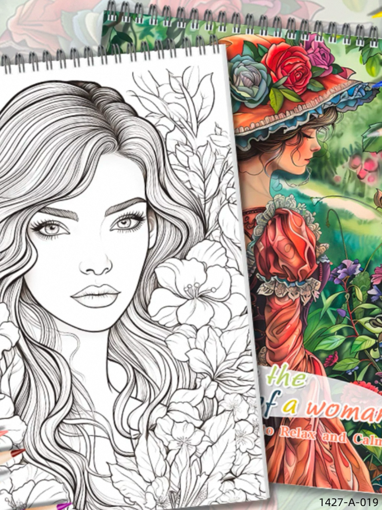 1427-A-019 Flower Woman Drawing Book